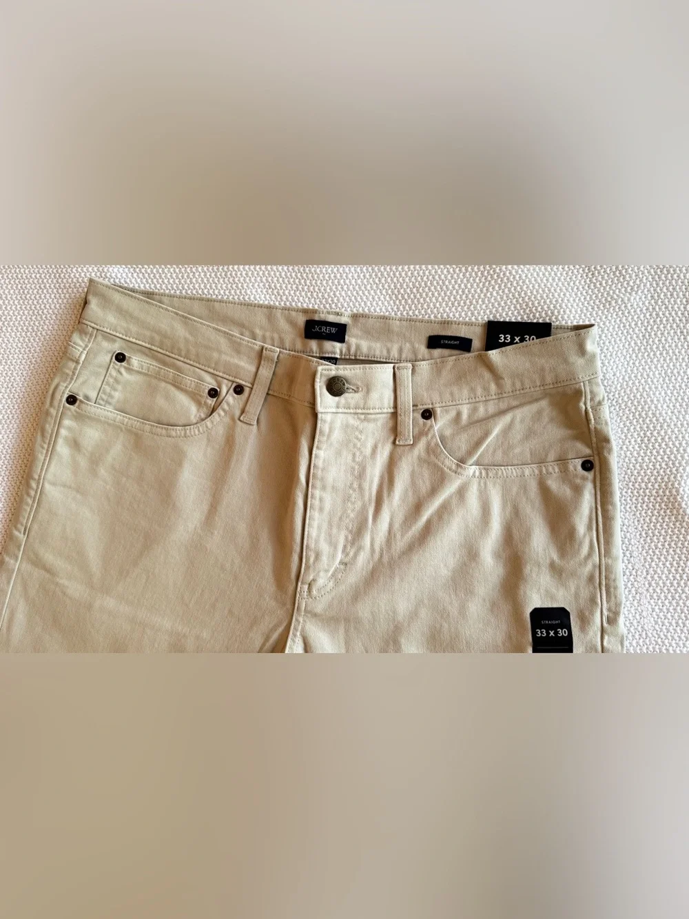 J. CREW Garment Dye Straight Jeans in Light Cream